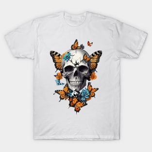 Skull with butterflies beautiful art T-Shirt